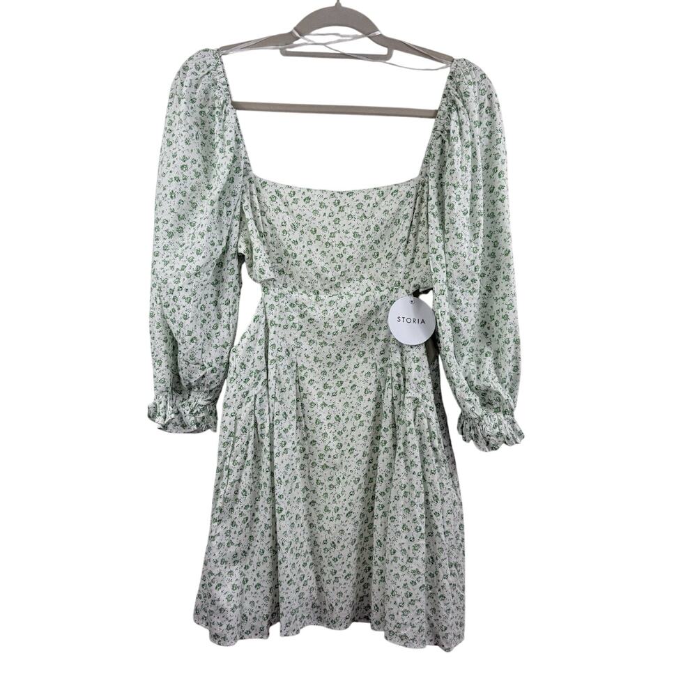 Storia Sage Green Floral Mini Dress